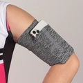 Elastic grey sports phone armband with reflective strip for running and outdoors - XL / Marl Grey