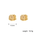 Detailed view of gold cube earrings with crystal pavé and 15.3mm size dimensions - Hexagonal Cube (STE2447-GO)