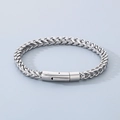 Silbernes Edelstahl-Franco-Kettenarmband für Herren mit rechteckigem Druckverschluss - Stahlfarbe / 22cm
