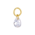 Elegant S925 silver pear cut clear zircon charm pendant with golden ring attachment - A0020-Water Drop / Gold