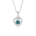 S925 sterling silver heart necklace with a vibrant teal moissanite stone in center - 925 Silver / Moissanite Green Platinum (FDTD-021-莫桑绿钻白金色)