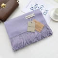 Chic light purple cashmere-feel scarf with tassels and decorative warmth label - Light Purple / 200cm