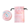 Pink and blue tie-dye bendable hair tie set with matching drawstring storage pouch - Hair Tie & Bag Set / Tie-dye Orange