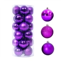 24-teiliges lila Weihnachtskugel-Set mit glänzenden, matten und glitzernden Oberflächen - 6cm/24 Stück pro Eimer / Lila