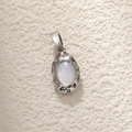 Silver abalone shell pendant with oval white mother of pearl and textured gold frame - A0359 Silver Irregular Oval Mother of Pearl