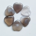 Polished 2cm natural agate heart stone in various translucent grey and white stripes - Grey Agate