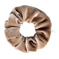 Single brown velvet scrunchie for women with stylish zipper storage and smooth fabric texture - Brown