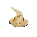 Fermaglio per capelli a cappello di strega dorato glitterato con stella e luna - Taglia unica / Oro