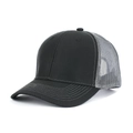 Classic black and grey trucker hat with breathable mesh and curved visor brim - Adjustable / Black + Grey Mesh