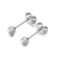 Minimalist silver spherical ball stud earrings with polished mirror finish and butterfly backings - Steel Color Round Ball Stud Earrings 4mm(KLJ596-Z)