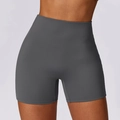 Pantalones cortos de yoga de talle alto para mujer en gris oscuro, tejido deportivo - S / Gris Libertad