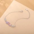Elegantes S925 Silber Schmetterlingsarmband mit rosa, lila und weißen Zirkonia Steinen - Rosa Zirkonia Schmetterling Stil (L819_粉锆白金色) / 925er Silber