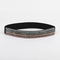 Elastischer breiter Gürtel mit bunten Strasssteinen auf schwarzem Band für Damen - Schmal / Modell 9 (Bunte Streifen Strass)