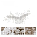 Dettaglio pettine sposa con fiori in argilla polimerica, perle e cristalli con dimensioni - Stile a Vite con Fiori Lungo Argento (HS-J6957S)
