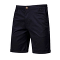 Detail van de katoenen herenshort met elastische tailleband en bruine knoopsluiting - EU 30 / Zwart