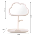 Miroir de maquillage blanc en forme de nuage avec support étoile et plateau de rangement - Style de base / Blanc