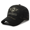 Berretto da baseball maschile con motivo mimetico scuro e logo ricamato a rilievo - Regolabile / Camuffamento nero