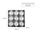 Set of 9 silver Christmas ornaments 6cm pearl finish baubles in transparent packaging - Silver