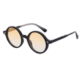 Gafas de sol redondas vintage con montura negra y lentes degradadas amarillo-naranja - C2 Negro Brillante / Naranja Atardecer