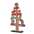 Decorazione natalizia in legno da tavolo a forma di albero con stampe festive - Stile C (Albero di Natale Verde)