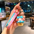 Cute My Melody anime keychain with pink rubber strap and waffle cone character charm - B469-7 My Melody / Large