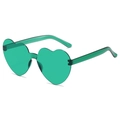 Vibrant emerald green heart-shaped rimless sunglasses with translucent integrated lenses - Green
