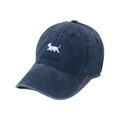 Detailed embroidery of a white puppy on a vintage washed navy blue baseball cap - 58cm / Navy Blue