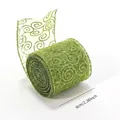 6cm wide green sheer organza ribbon with sparkling glitter swirls for Christmas decor - 6.3cm Green