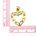 Ciondolo a cuore in oro con zirconi multicolore e misurazione delle dimensioni - #4 Cuore Cavo Multicolore