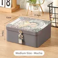 Vintage Alphonse Mucha tin box with lock and keys for home jewelry storage - 17.5x13x7.5cm / Medium - Mucha Style