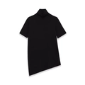 Camiseta negra de cuello alto con manga corta y dobladillo asimétrico en fondo blanco - S / Negro
