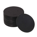 Set of round black cardboard earring display cards with pre-punched holes on white backdrop - 5cm Round Black Paper Card