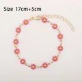Pink daisy flower bracelet in gold-tone alloy with 17cm plus 5cm adjustable chain size - Pink Daisy (Gold Tone)