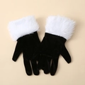 Guanti corti in velluto nero con bordo in ecopelliccia bianca per feste di Natale - 24cm / Nero