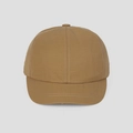 Detail of short brim baseball cap in khaki with white contrast stitching and nylon texture - M(56-58cm) / Camel