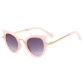 Pink cat-eye sunglasses for kids with gold metal temples and purple gradient lenses - Jelly Pink