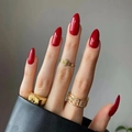 Gold finish rings set featuring BABY sun engraving and FREE zircon stone hollow design - Red (JP2129)