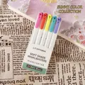 Lot de 5 surligneurs à double pointe aux couleurs pastel macaron pour l'étude - Couleurs Ensoleillées (Lot de 5)