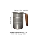 Retro 350ml camping beer mug with 304 stainless steel body and ergonomic wood handle - 350ml / Wooden Handle Camping Cup