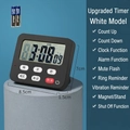 Black digital kitchen timer with large LCD screen and magnetic back on round base - Model 7043 (110dB) / Black