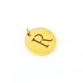 Golden round titanium steel pendant with cutout letter R and polished finish - Letter R (R-Pendant)