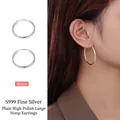 Polierte S999 Sterlingsilber Creolen mit 40mm Durchmesser und minimalistischem Design - 40mm Silber