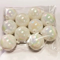A pack of 10 white iridescent plastic decorative balls for cake toppers and baking decor - Iridescent White Ball Set (M)