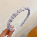 Elegant light blue pleated satin headband with a premium sponge design for women - Pleated Satin Style / Creamy Light Blue