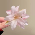 Pink and white gradient silk flower hair clip with natural petal texture and stamens - Type B Pink Lily Hair Clip