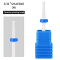 Ceramic nail drill bit 3/32 inch small ball M size in white with blue rubber ring - HF-22 Small Ball Ceramic Drill Bit (M Medium)