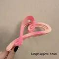 Pink and orange gradient heart-shaped shark hair claw clip, 12cm length for thick hair - Gradient Heart Pink-12cm