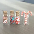 Miniature Christmas candy jars set with cork stoppers for dollhouse holiday decoration - Tall Bottle Christmas Elements Set (4 Pcs)