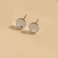 Orecchini vintage in argento S925 con texture a puntini rotondi in stile minimalista - Round Polka Dot Style / Argento