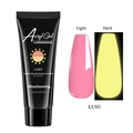 Luminous 15ml poly nail gel LU05 showing pink in light and yellow glow in the dark - Luminous Pink to Yellow (LU05)